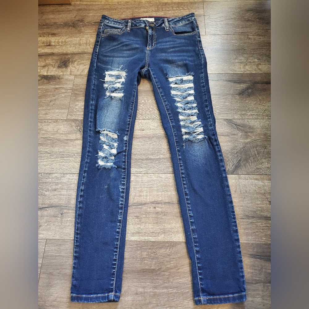 Cello Jeans Blue Distressed Skinny Jeans